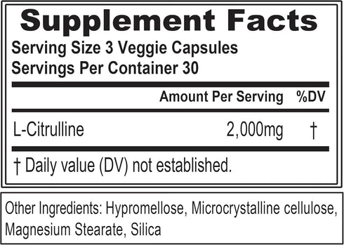 Evlution L-Citrulline 2000 Nitric Oxide Supplement for Men - High Strength L Citrulline Capsules for Enhanced Muscle