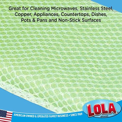 LOLA Nylon Net & Sponge Cleaning Pad, Non-Scratch Scrubbing Pads, 2 Pack Safe on Non-Stick Surfaces