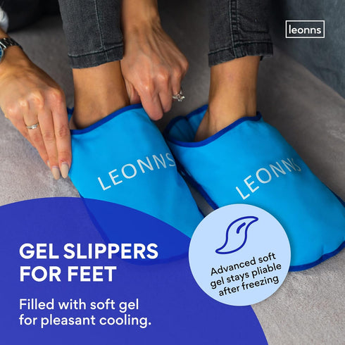 Pack LEONNS Gel Foot Ice Slippers - Provides Hot and Cold Therapy for Foot Pain, Neuropathy Pain Relief for Feet, Gout