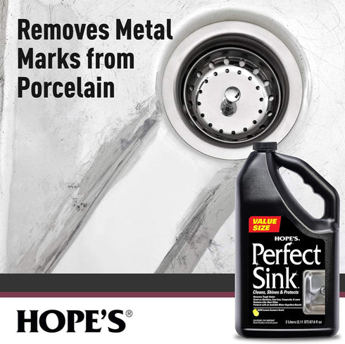 HOPE'S Perfect Sink Cleaner and Polish, Restorative, Water-Repellant, Removes Stains, Ideal for Brushed Stainless