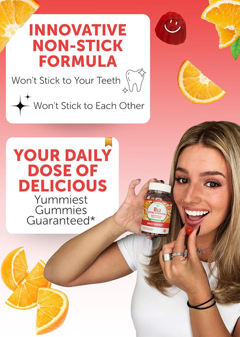 Lunakai Extra Strength 3000mcg Vitamin B12 Gummies | US Made | Vegan B12 Methylcobalamin Supplement | 60ct for Daily