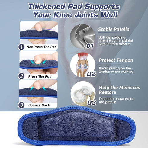 IPOW 2 PACK Knee Support for Women, Patellar Tendon Support Strap & Knee Pain Relief for Hiking, Running, Tennis