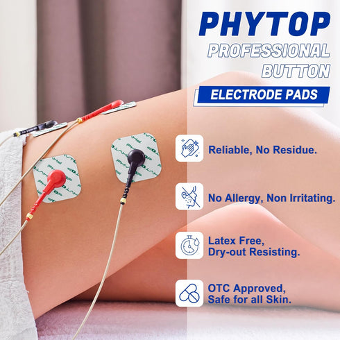 PHYTOP TENS Replacement Pads - 20pcs Universal 3.5mm Snap Electrodes Size 2x2