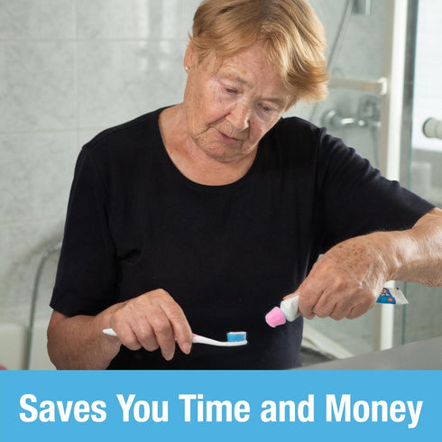 Tilcare 6-Pack Self Closing Toothpaste Caps by - No Waste Cap Dispensers for Adult and Kids Bathroom - Mess-Free