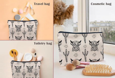 Western Makeup Bag, Cowgirl Stuff, Western Gifts for Women, Cow Makeup Bag, Western Gifts, Cowgirl Gifts