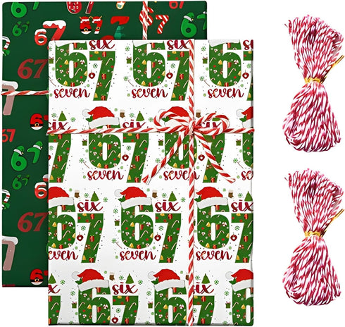 ZHLKHIOP 2 Pcs 6 7 Christmas Wrapping Paper, 67 Meme Christmas Gift Wrap,