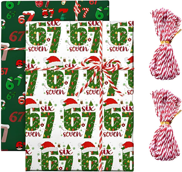 ZHLKHIOP 2 Pcs 6 7 Christmas Wrapping Paper, 67 Meme Christmas Gift Wrap,