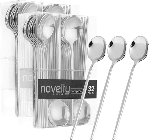 Novelty Modern Flatware, 64 Count Disposable Plastic Teaspoons/Dessert Spoon Luxury
