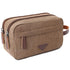 Mactso Mens Travel Toiletry Bag, Canvas Leather Cosmetic Makeup Organizer with Double Compartments (Coffee)