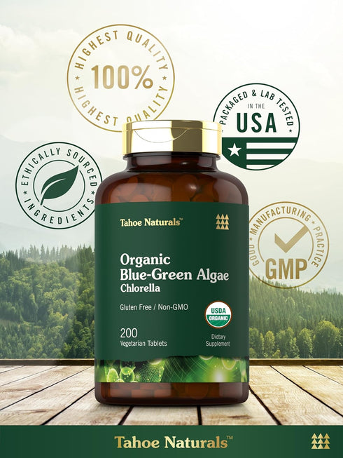 Carlyle Chlorella Blue Green Algae 250mg - 200 Vegetarian Non-GMO Gluten Free Tablets