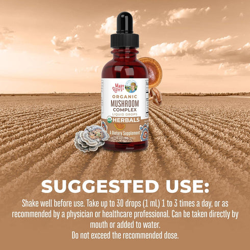 MaryRuth Organics USDA Organic Mushroom Complex | NonGMO, Vegan Herbal Liquid Drops Supplement with Lion's Mane, Reishi