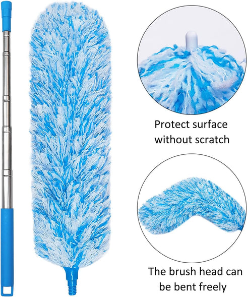 4 Upgraded 55-inch Long Microfiber Dusters with Telescopic Handle, Durable Fibers, Perfect for Household, Office, Car
