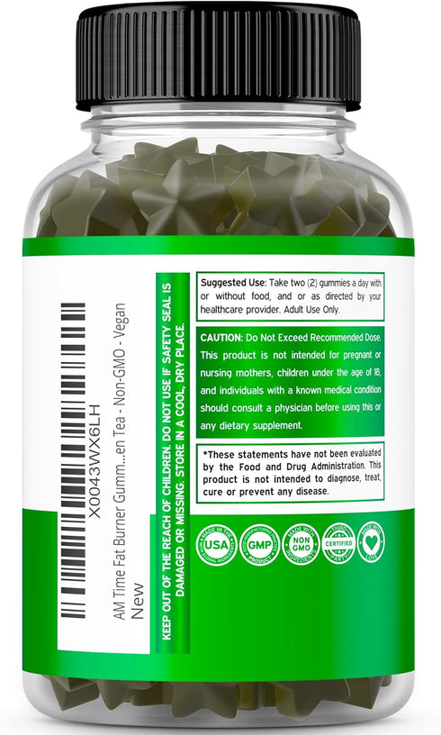 Green Tea Fat Burner Weight Loss Gummies, 60 Count, Appetite Suppressant for Women, Belly Fat Burner for Men