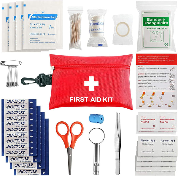 First Aid Kit, 97 Piece Small Travel Kit, Ideal for Cars, Schools, Sports, Homes, Camping, Hiking