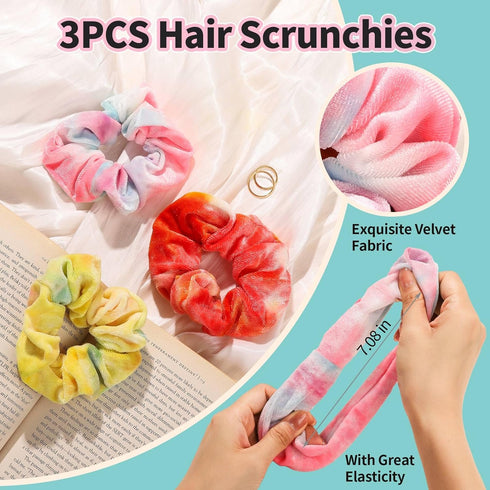 LEOBRO Makeup Headband, 3pcs Headband for Washing Face, Spa Headband, Skin Care Headband with 3pcs Hair Scrunchies
