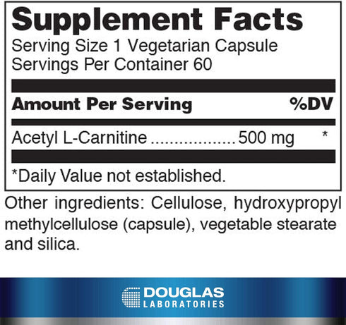 Douglas Laboratories Acetyl L-Carnitine 500 mg, 60 Capsules for Brain and Nerve Function Support