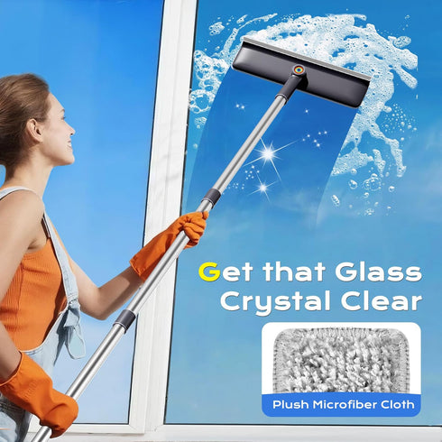 TidyTale 3 Window Squeegee for Home, Window Cleaner Tool with Extension Pole, Squeegee for Window Cleaning