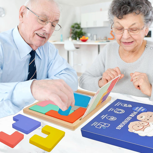 PHIELEY 8 Wooden Tiles Matching Dementia Activities for Seniors, Easy Memory Games for Alzheimers Patients, Cognitive