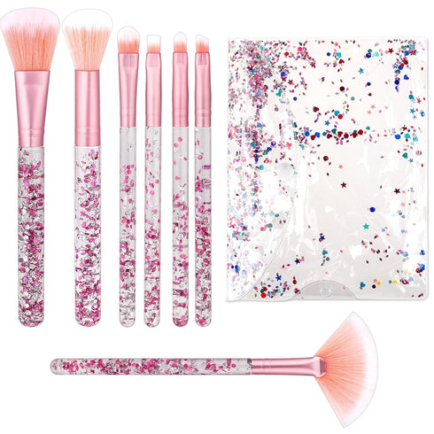 7 PCS Cute Crystal Sparkles Makeup Brushes Set, Blush, Foundation, Eye Shadow, Eyebrow, Concealers, Professional Pack