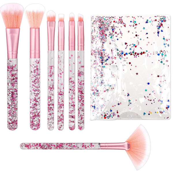 7 PCS Cute Crystal Sparkles Makeup Brushes Set, Blush, Foundation, Eye Shadow, Eyebrow, Concealers, Professional Pack