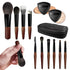 Travel Makeup Brush Set with Case, Mini Brushes for Powder, Foundation, Eyeshadow, 10 Pcs & 2 Triangle Puffs