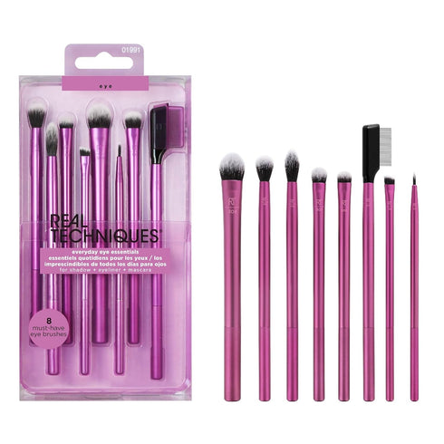Real Techniques 8 Piece Everyday Eye Essentials Makeup Brush Set, Eye Brushes for Liner, Eyeshadow, Brows, & Lashes