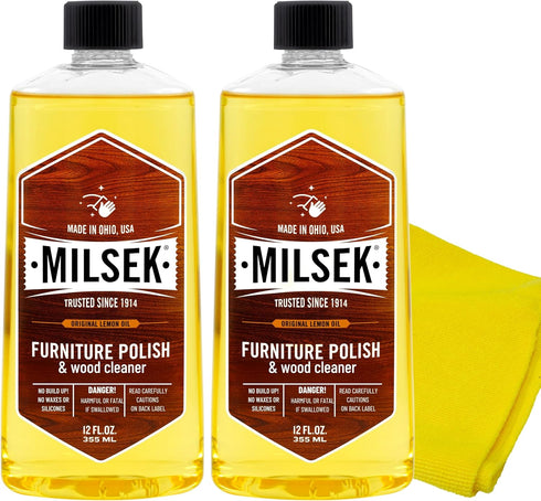 Milsek Furniture Polish and Wood Cleaner with Lemon Oil 12 Fl Oz Multipurpose Solution for Home Improvement Pack of 2