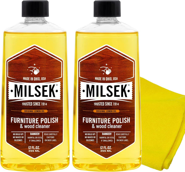 Milsek Furniture Polish and Wood Cleaner with Lemon Oil 12 Fl Oz Multipurpose Solution for Home Improvement Pack of 2