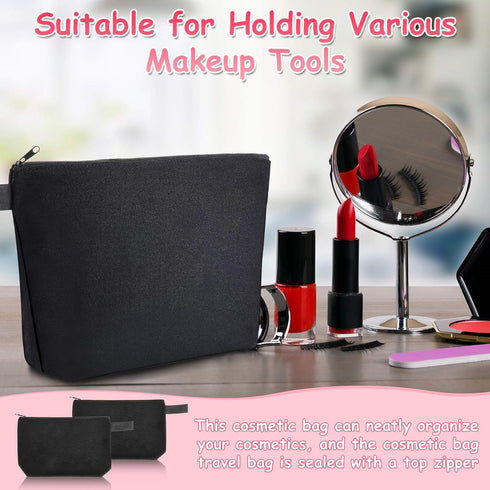 Weewooday 8 Pack Blank DIY Canvas Zipper Pouch - Bulk Makeup Bags for Back to School Gifts, Black