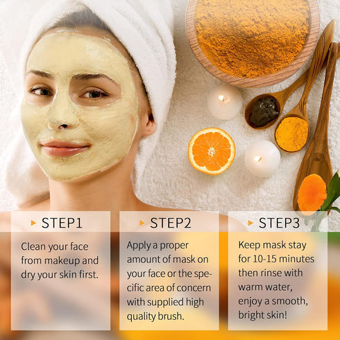 Vitamin C Face Mask with Kaolin Clay and Turmeric for Dark Spots and Dull Skin, 5.29 Oz