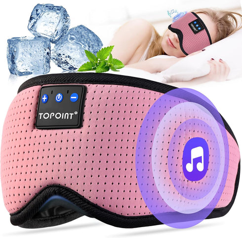 TOPOINT Silk Sleep Mask with Bluetooth Headphones, Eye Mask for Sleeping, Travel Meditation Music Headsets