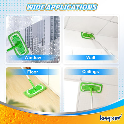 KEEPOW Reusable Wet Pads Refills, 12 Pack Compatible with Swiffer Sweeper Mop for Hardwood Floor Cleaning