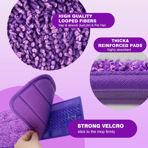 HOMEXCEL Reusable Microfiber Mop Pads, 8 Pack, Compatible with Swiffer PowerMop, Machine Washable for Multi-Surface