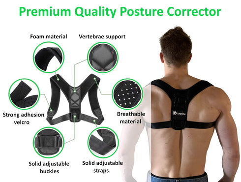 Posture Corrector Back Brace, Adjustable Upper Back Straightener for Men and Women, Universal Large & XL Sizes