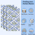 Set 6-12x12 Inch Ridhi Light Steel Blue Hand Block Print Cotton Waffle Dish Cloth of Super Absorbent, Soft, Reusable