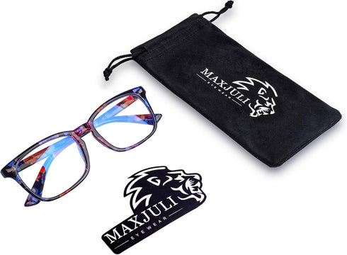 MAXJULI Blue Light Blocking Glasses for Computer, Reading, Gaming, TV, Phones - Women Men (Flower Black)