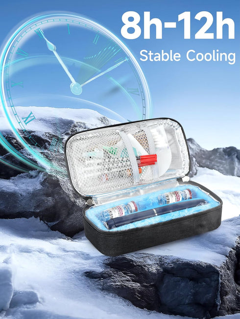 YOUSHARES Insulin Cooler Travel Case for Pen & Vials, Temperature Display Diabetic Medication Cooling Bag