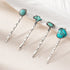 Western Style Hair Bobby Pins, 4 Pcs Women's Turquoise Howlite Stone Hair Clip Cowgirl Chic Retro Accessories