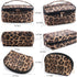 Makeup Bag Leopard 3 Pack, Portable Travel Toiletry Bag Organizer with Small Brush Holders, Waterproof Storage Case for