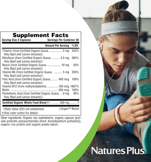 Natures Plus Source of Life Garden Certified Organic B Complex - 60 Vegan Capsules - Energy Booster