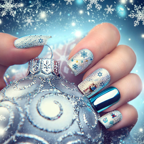 TailaiMei 15 Sheets Christmas Nail Stickers, 7 Sheets Nail Wraps and 8 Sheets Nail Decals for DIY Nail Art