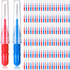 150 Pieces Interdental Brush Toothpick, Oral Interdental Brush Flosser Cleaners, Red, Blue, 0.1 Inch