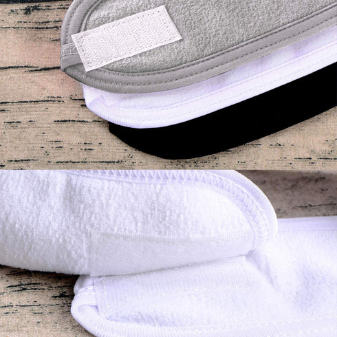 Whaline Spa Facial Headband, Terry Cloth Adjustable Towel for Face Washing, Shower, 3 Pieces (White, Black, Gray)