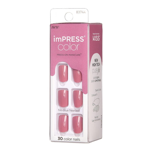 KISS imPRESS No Glue Mani Press On Nails, 'Petal Pink', Short Size, Squoval Shape, Includes 30 Nails