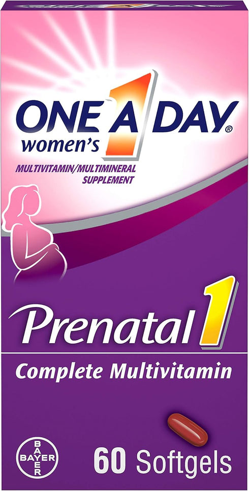 One A Day Women's Prenatal 1 Multivitamin, 60 Count, Including Vitamin A, C, D, B6, B12, Iron, Omega-3 DHA