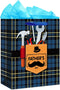 WaaHome Large Fathers Day Gift Bag with Handle 13''x10.5''x5.8'' and Tissue Paper for Dad, Daddy, Grandpa