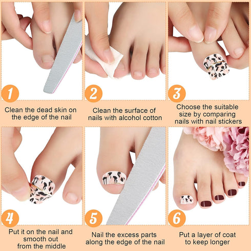 Maitys 264 Pieces Toe Nail Stickers, 12 Sheets Self Adhesive Full Nail Wraps, Glitter Decals with 1 PC File for Women