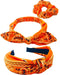 Orange Knotted Bandana Headbands and Scrunchies for Women and Girls