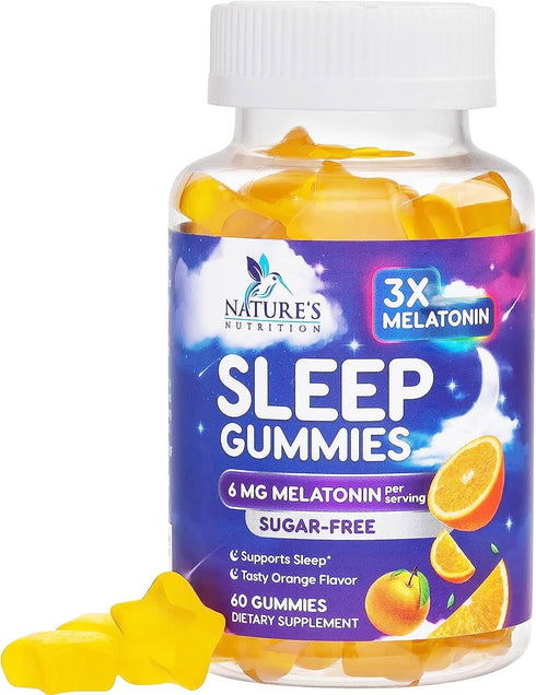 Melatonin Sleep Gummies Sugar Free, 60 Sleep Gummies - Natural Extra Strength Sleep Support for Adults