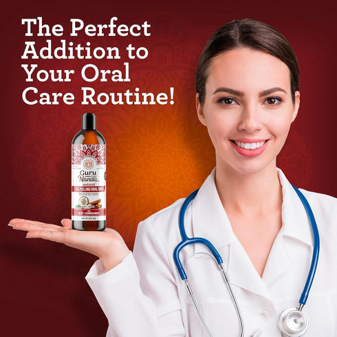 GuruNanda Ashwagandha Oil Pulling, 8 Fl Oz, 100% Pure Coconut Blend with Essential Oils & Vitamins for Healthy Teeth